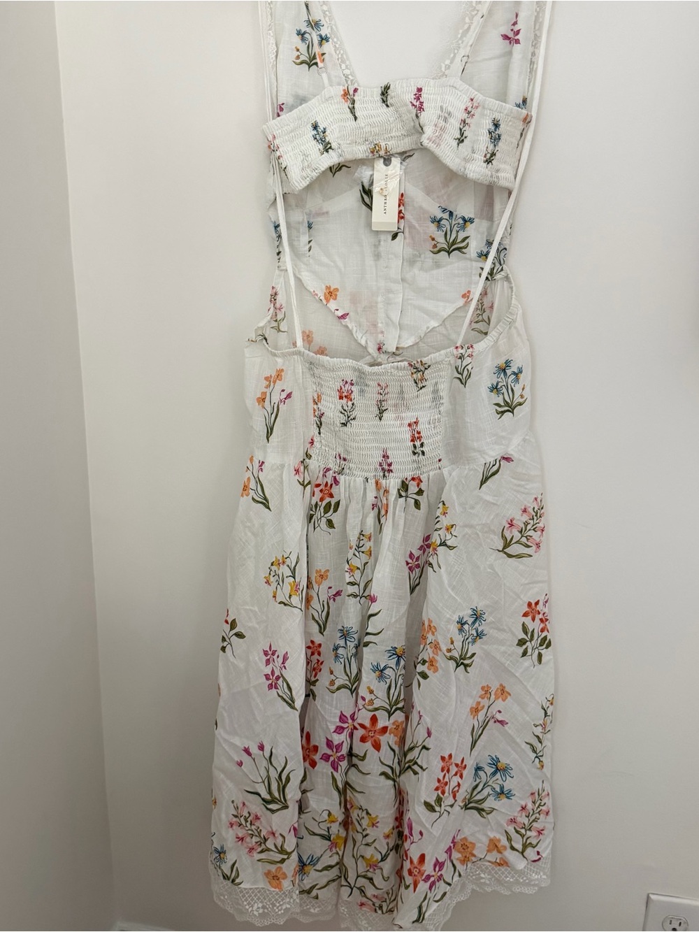 Anthropologie White Maxi Dress with Multicolor Floral Embroidery - Picture 4 of 5